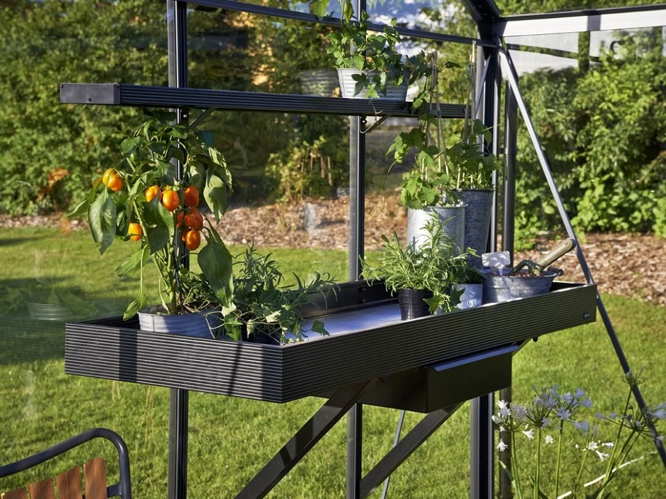 Royal Well Kweektafel met lade 213 x 52 cm Zwart Gecoat - Afbeelding 1